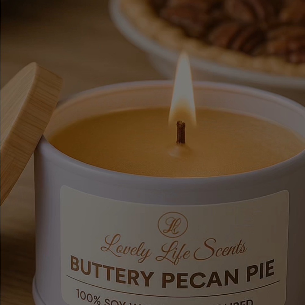 Buttery Pecan Pie Mini 3.5oz Premium Soy Wax Candle by Lovely Life Scents - Picture 3 of 4
